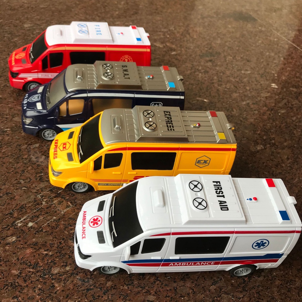 Remote control car toy car ambulance police car fire truck ice cream RV bus travel bus model toy