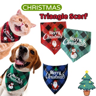 Pet City Christmas Pet Bibs Bandana Dog Cat Printed Checked Scarf Santa Snowman Pet Hat Accessories