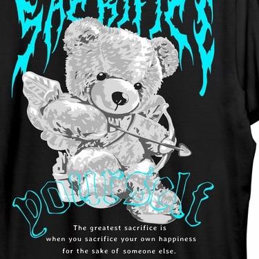 HITAM PRIA <Product 9ce8rн Men's Tshirt Showoff Bear Angel Black Color Distro Short Sleeve Cool Image Screen Printing Pattern GJ9