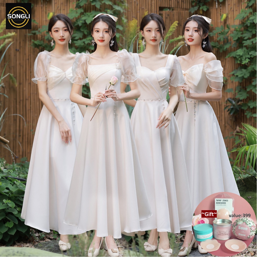 White Formal Civil Wedding Graduations Baptismal Dedication Kasal Binyag Fashion Dress 8860