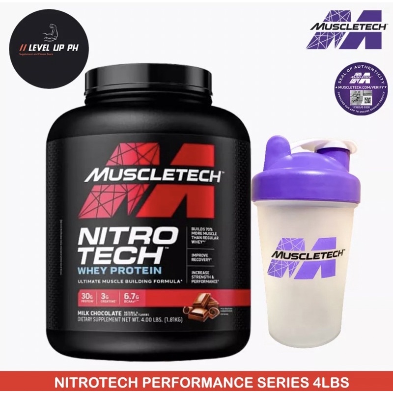 Muscletech Nitrotech Whey protein 4lbs + Shaker | Shopee Philippines