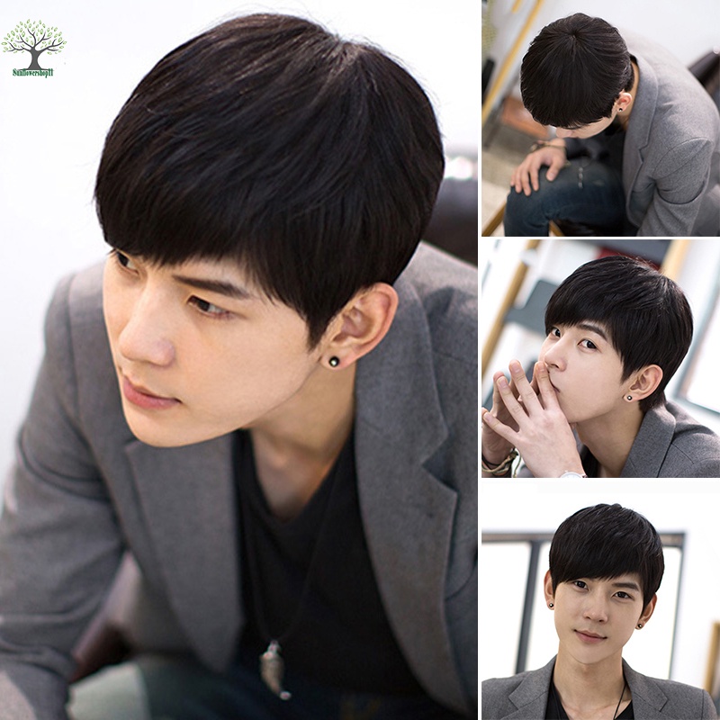 Men Male Fluffy Straight Wigs Synthetic Replacement Costume Straight Wigs Full Wig for Male Guy