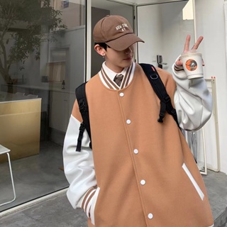 Casual Striped Colorblock Baseball Jersey Korean Fashion Couple Tops Coat Japanese College Style Plain Unisex Jeckets Plus Size Baseball Collar Clotes For Men #4