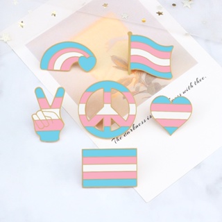 LGBT Trans Pride Enamel Pin Rainbow Flag Transgender Brooch Transsexual Heart Peace and Love Symbol #2