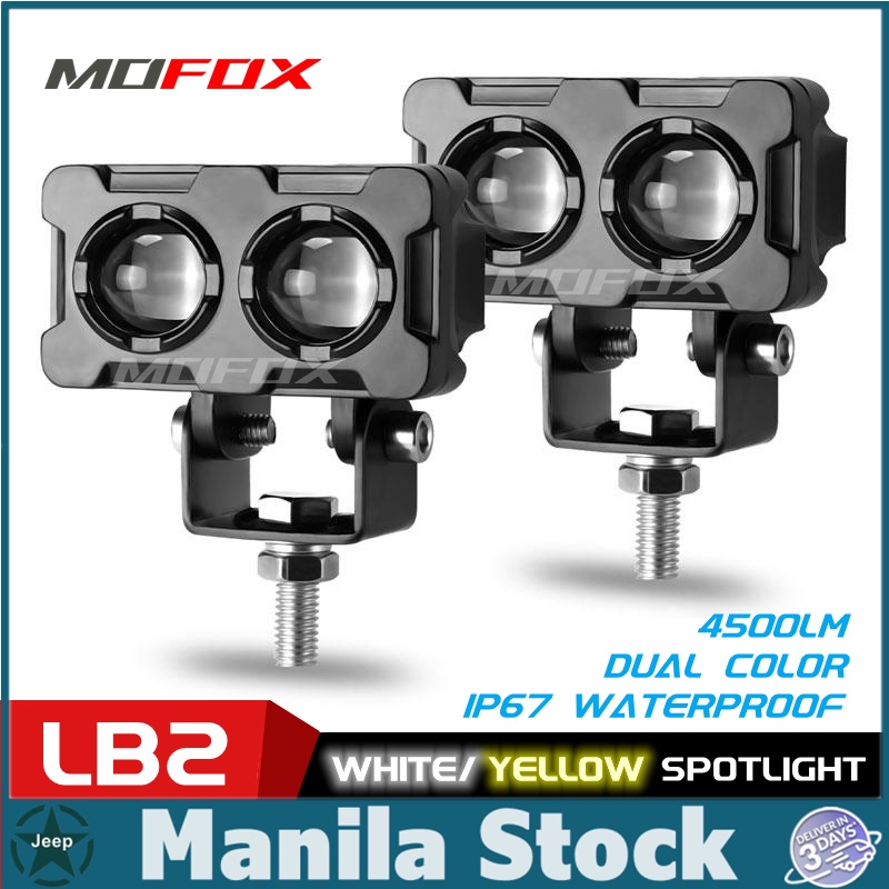 MOFOX LB2 Laser Gun For Motorcycle Car Jeepney LED Fog Light 60W/Pair IP67 Waterproof Dual Color