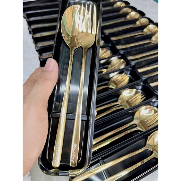 Personalized Korean SPOON and FORK only w/ case FREE Name Engrave Laser