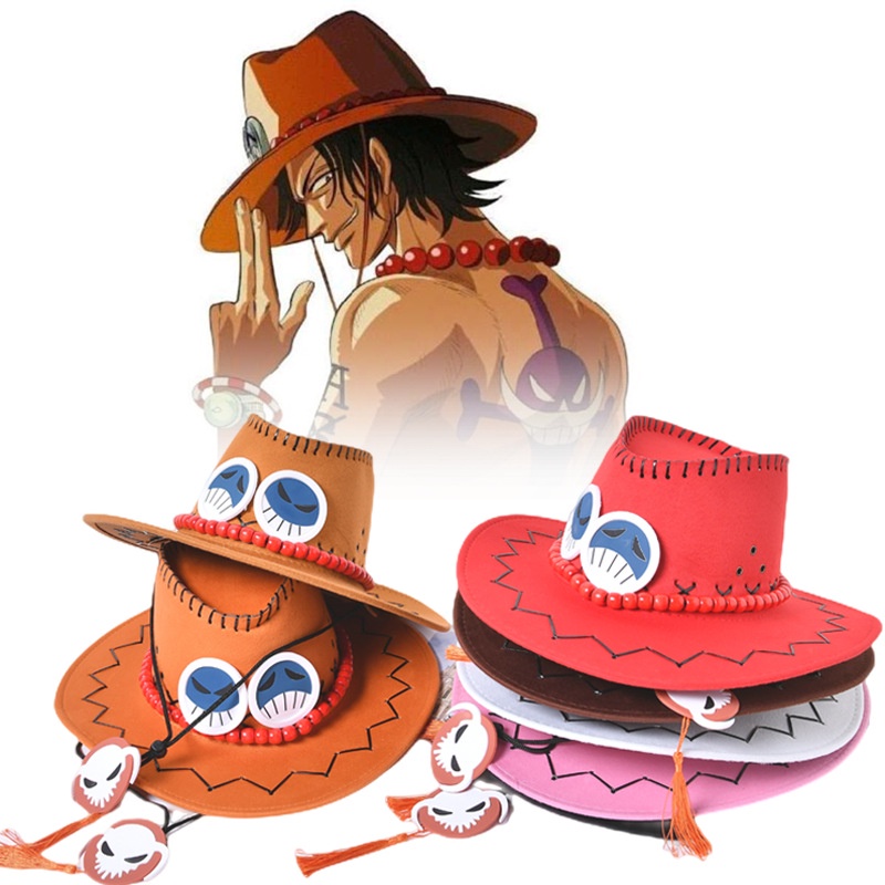 One Piece Luffy Straw Hat Same Style Ace Cowboy Anime cosplay Props ...
