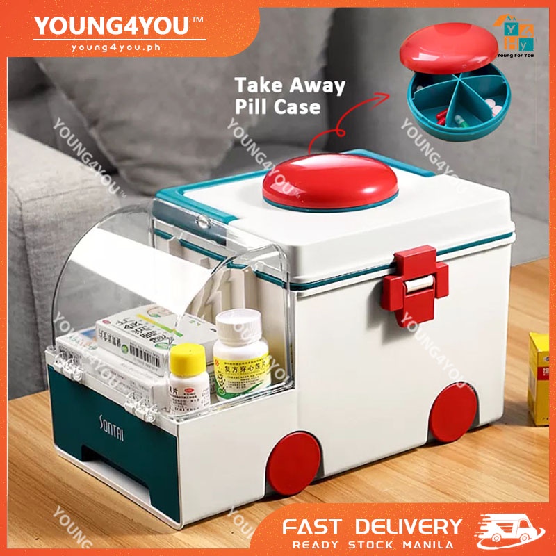 Medicine Box First Aid Storage Box 2 Layers Large Capacity Medical Box Portable Home Medical Box