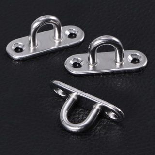▤△₪5Pcs Stainless Steel Oblong Pad U Shape Eye Plate D Design Screw Wall Mount Hook Metal Staple Rin #3