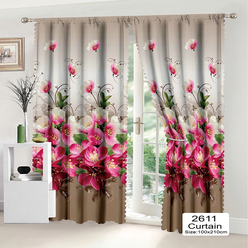 ring Pink elegance 1PC New Curtina 110x210cm Design Curtain For Window Door Room Home Decoration(No