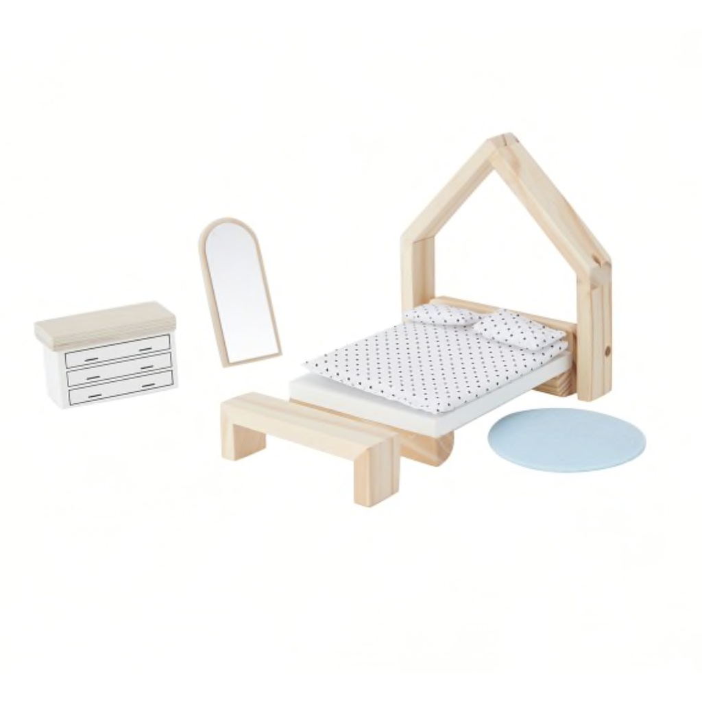 9 Piece Wooden Dollhouse Bedroom Shopee Philippines