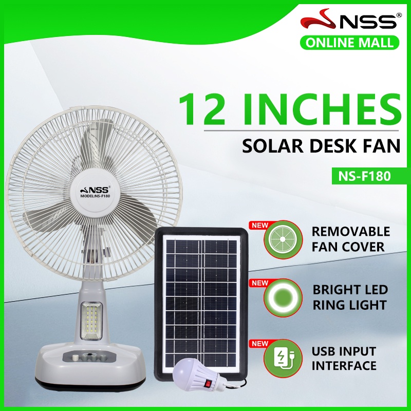 Nss Rechargable Solar Fan With Bulb Inch Solar Electric Fan With