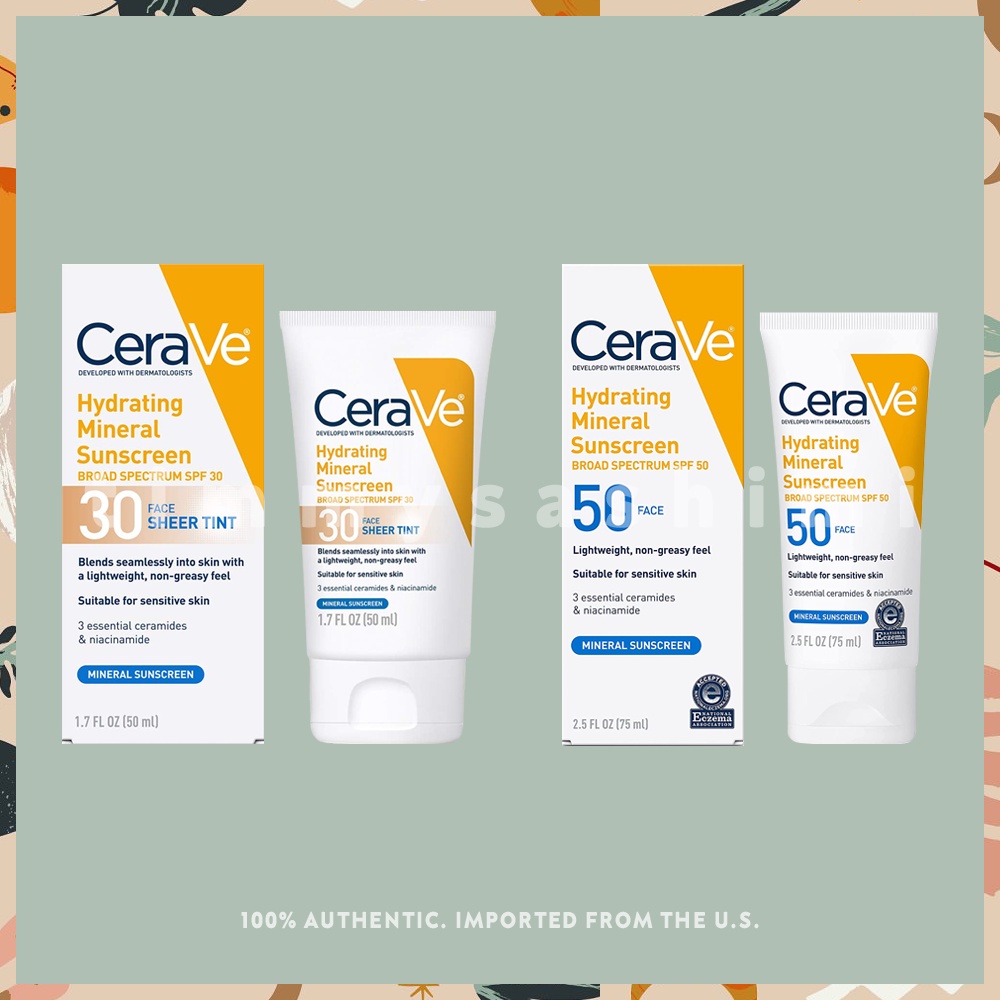 CERAVE Hydrating Tinted Mineral Face Sunscreen SPF30 50ml / SPF50 75ml Shopee Philippines