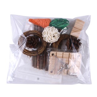 ◊Wooden Hamster Toy Grass Ball Set Bite-resistant Molar Cleaning Tooth Toys Interactive Games Prop #5