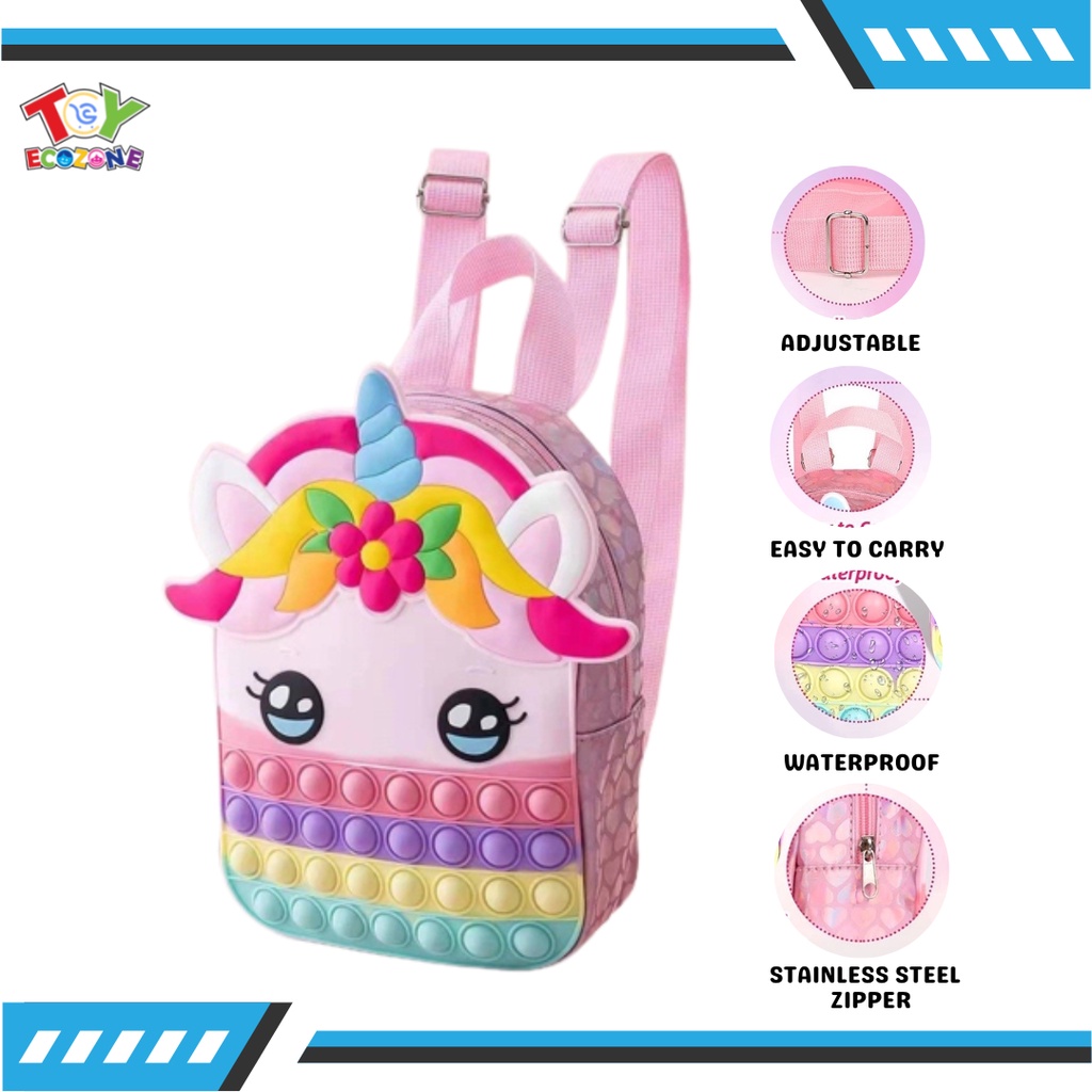 Ecozone Unicorn Backpack for Girls pop it bag for kids Large Pop It