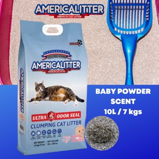 AmericaLitter cat litter sand 10L  Ultra Odor seal baby powder cat litter sand 10L Ultra Premium 10l