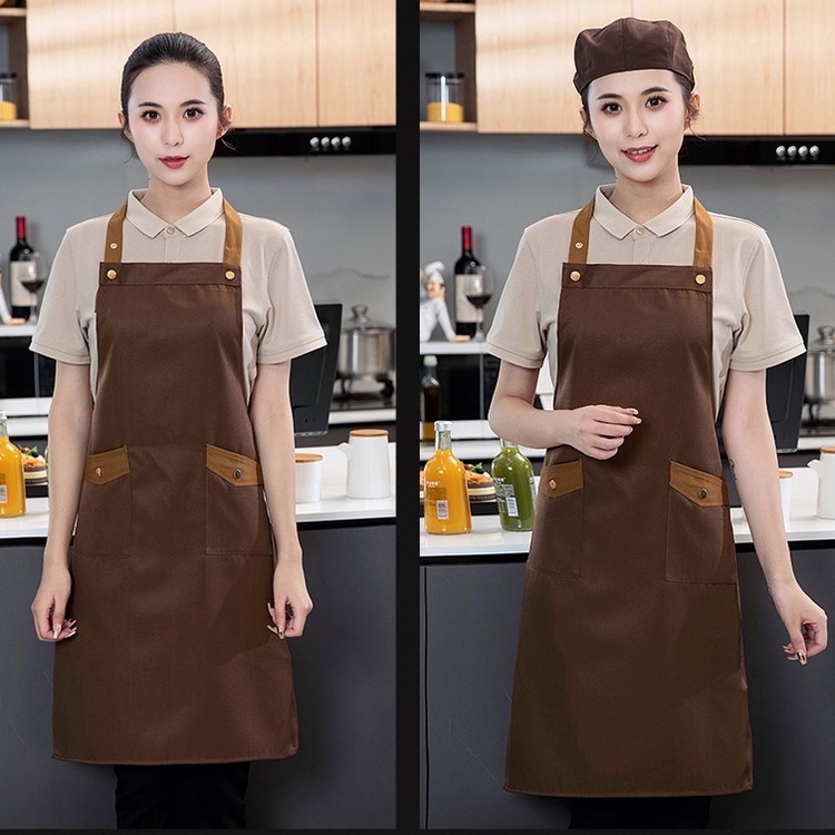 Senior Waterproof Apron Canvas Milk Tea Shop Chef Waiter Work Apron ...