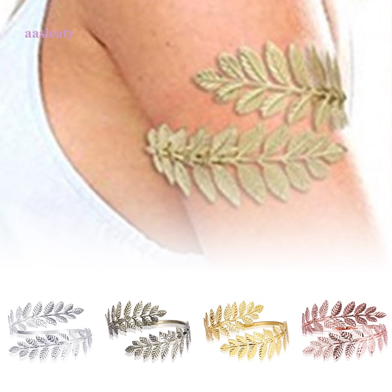 Gold Tone Rechicgu Greek Roman Laurel Christmas Tree Leaf Bracelet Armband Upper Arm Cuff Armlet 9637