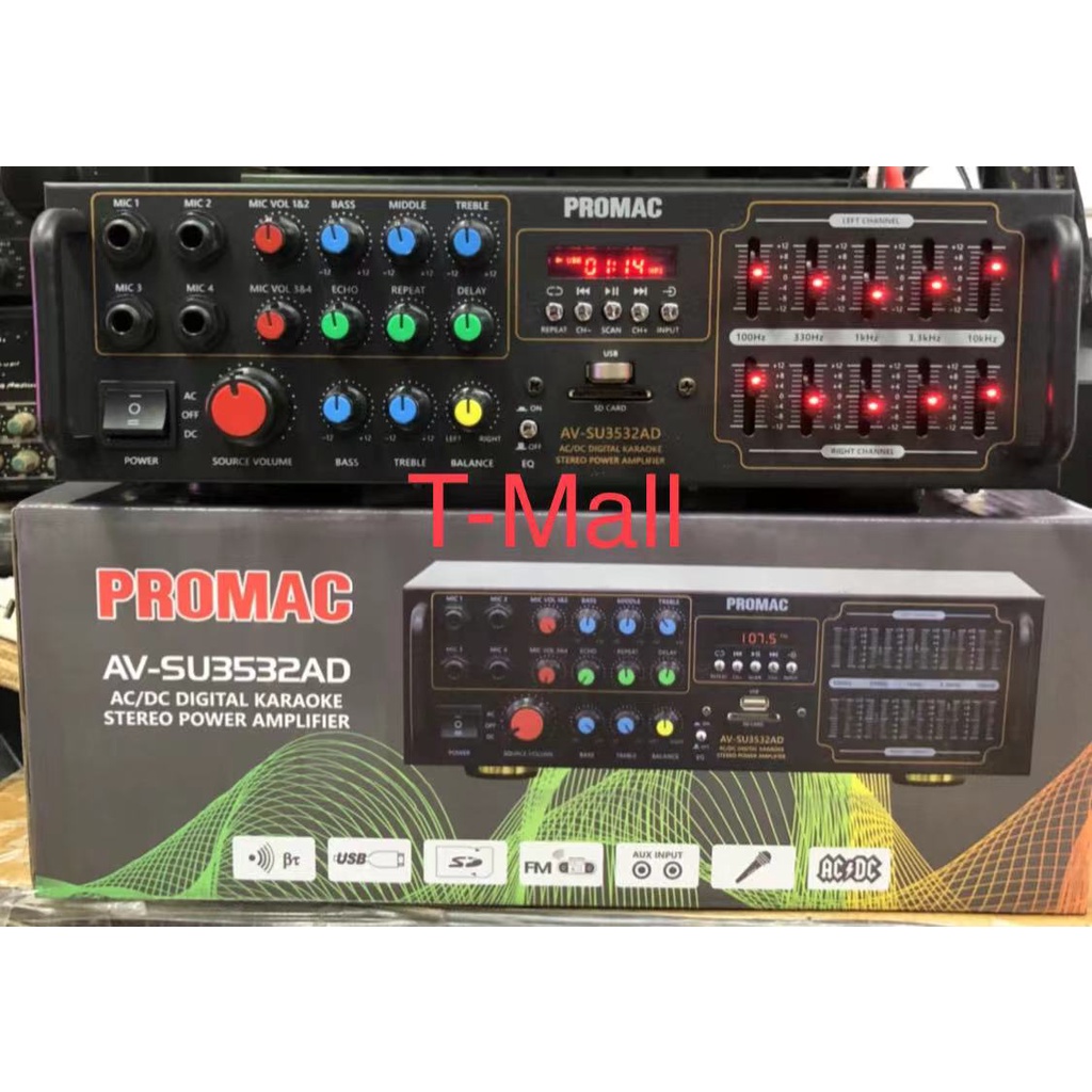 Promac AVSU3532AD 300 watts 2 Channel Bluetooth Amplifier with Mixer Equalizer/Tested Before