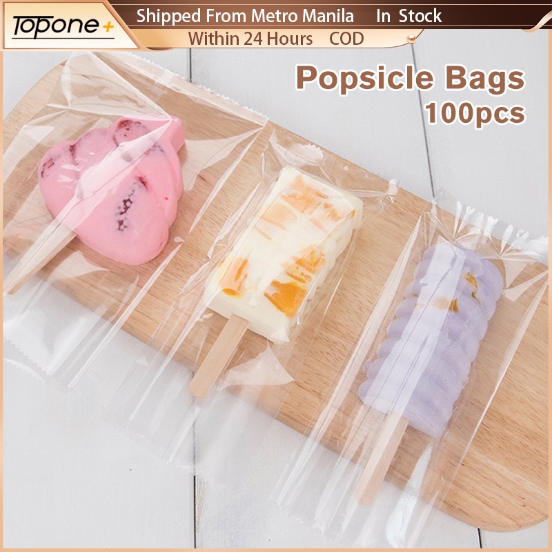 100Pcs Selfadhesive Ice Cream Packaging Bags Food Grade Ice Pop Bag DIY Transparent Popsicle