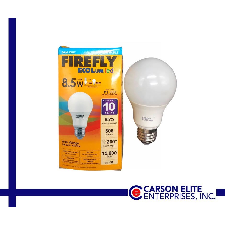 FIREFLY 8.5watts LED Bulb Warm White [EBI109DL] Shopee Philippines