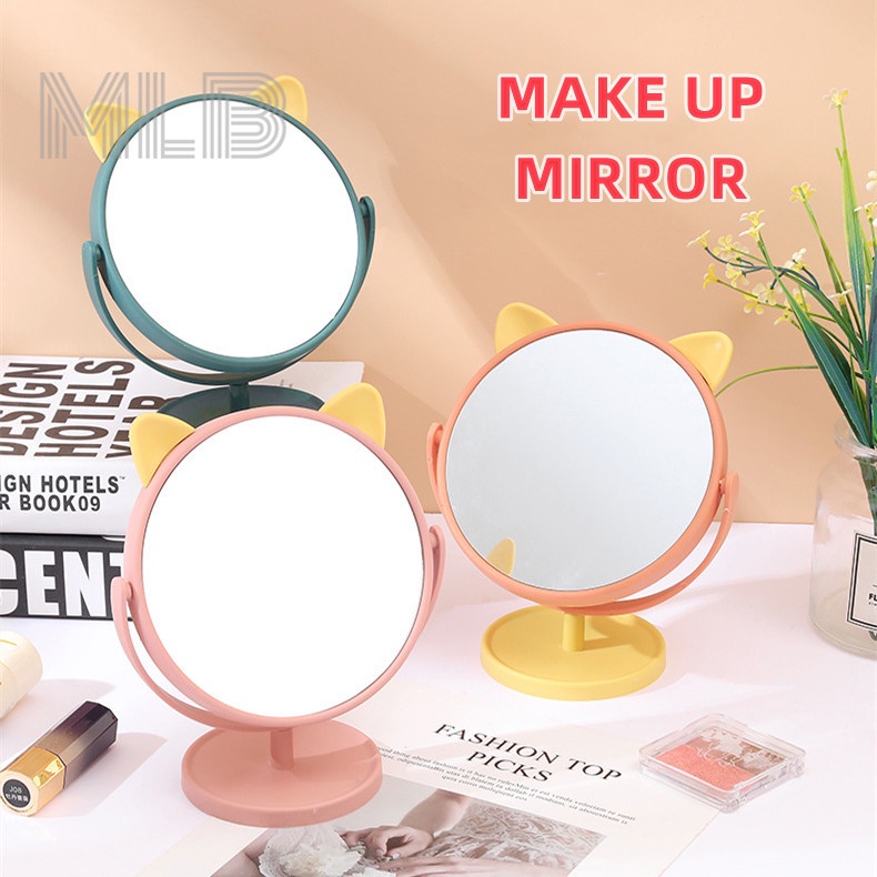 Cat Ear Makeup mirror folding portable plastic vanity mirror rotating