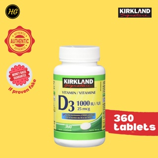 Kirkland Signature Vitamin D3 1000IU 25mcg 360 Tablets - Sold Per Bottle