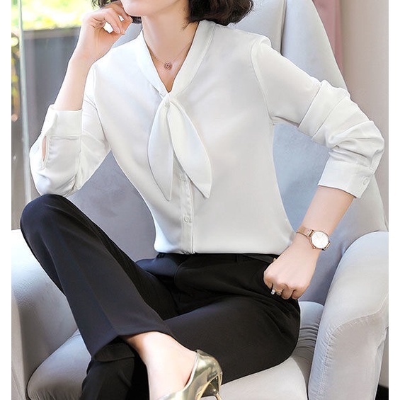 ladies white blouse with collar