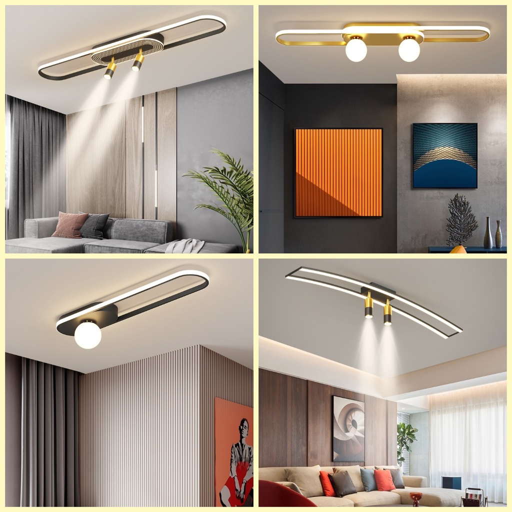 Nordic Black Long ceiling light With Spotlight Creative Aisle lights