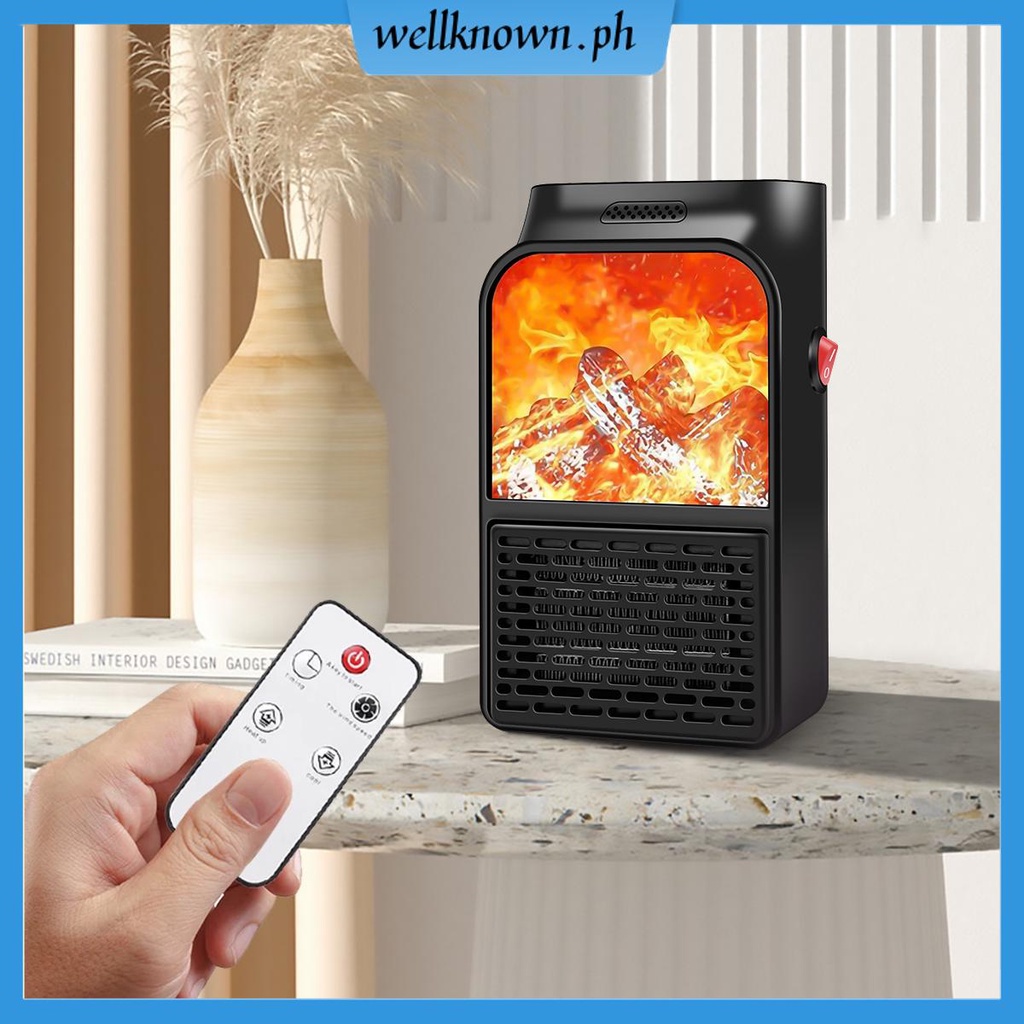 Fan Heater 500W Flame Effect Electric Room Heater Low Noise Fast