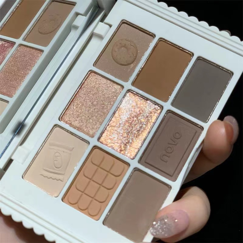 ABPOPA NOVO® 9 Colors Shimmer 3D Eyeshadow Palette silky waterproof Eye