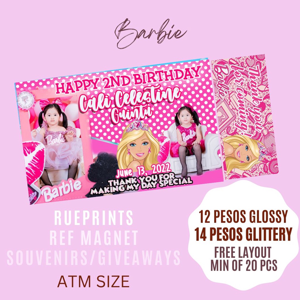 BARBIE THEME GLOSSY OR GLITTERY REF MAGNET MINIMUM OF 20 PCS | Shopee ...