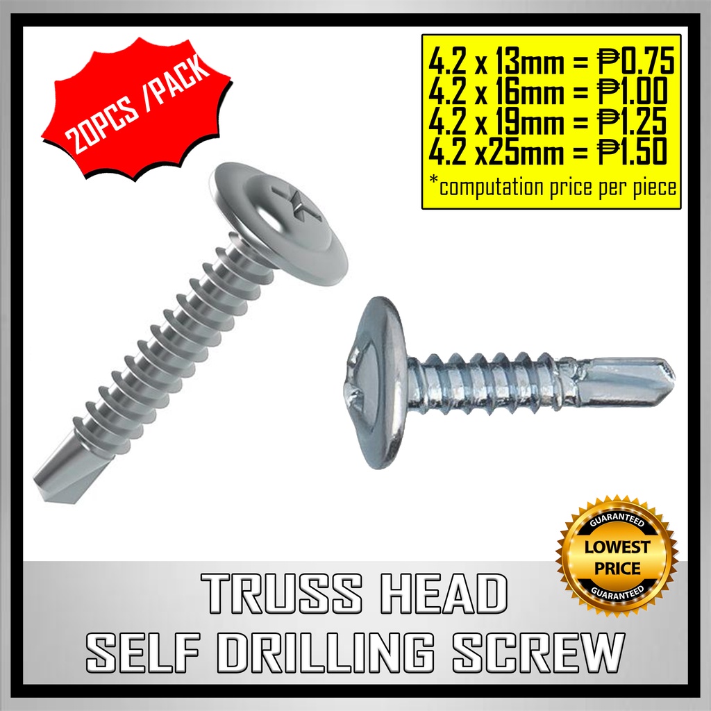 SELF DRILLING SCREW (20pcs/pack) ( TRUSS HEAD / FLAT HEAD / BUTTON HEAD ...