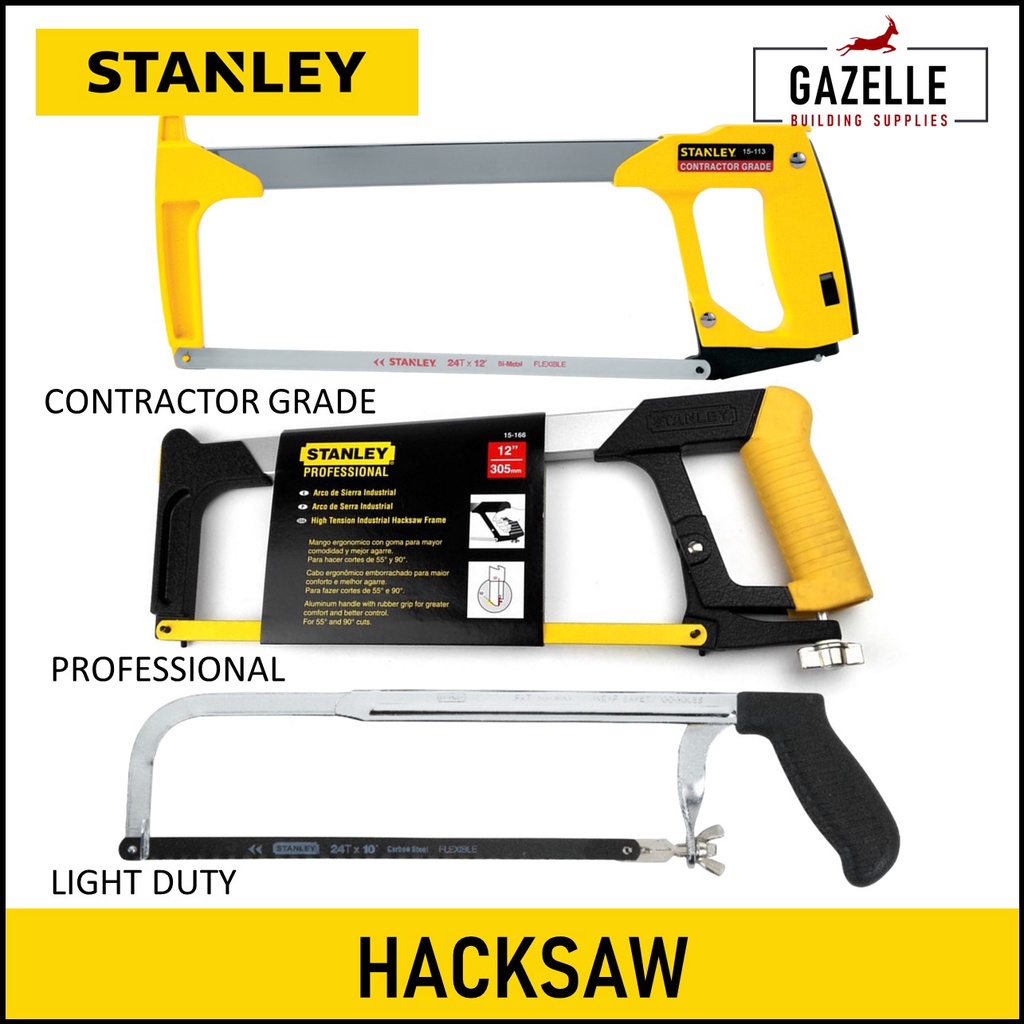 Stanley Hacksaw With Steel Frame Aluminum Handle 12 Blade 15 166