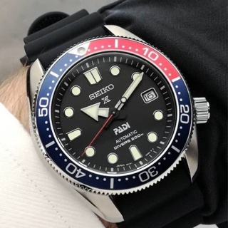 Seiko PADI Automatic Divers Date Display Water Resist 200m Black Red Frame Black Rubber Strap Watch #3