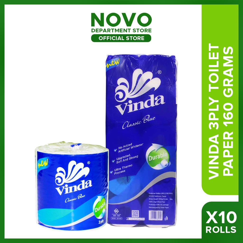 Novo Vinda 3Ply Toilet Paper 160Grams x 10Rolls Multi Purpose Bathroom