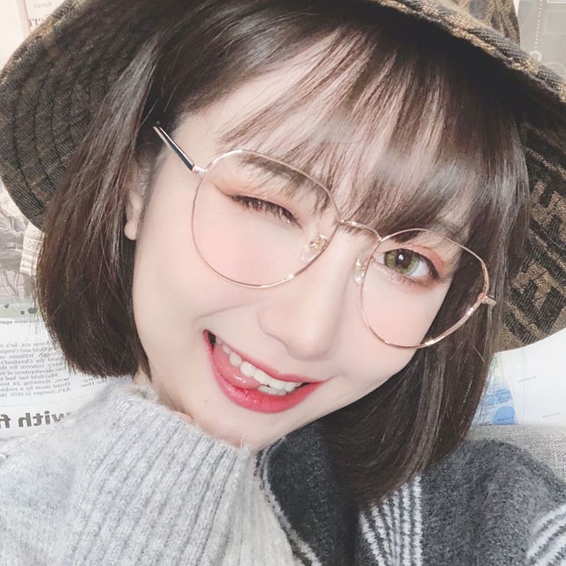 2022 Graded eyeglasses for women 0-600° Eo optical eyeglasses anti radiation eyeglasses for women with case TR90  Anti-Blue Light Anti-Radiation Plain-Face Handy Tool Student Class ins High-Value Glasses Myopia Female With Deg