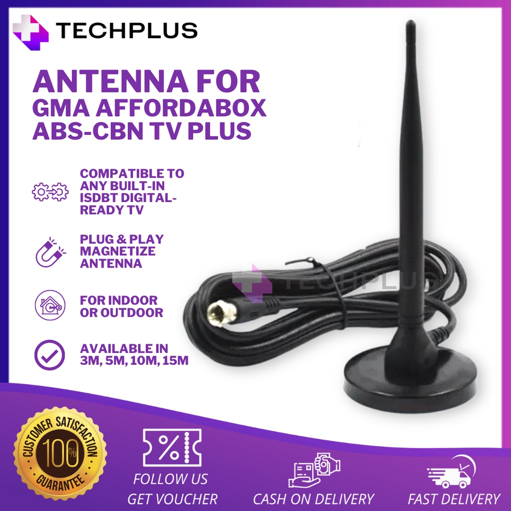 TechPlus GMA AFFORDABOX AND ABS CBN TV PLUS ANTENNA 3M 5M 10M 15M