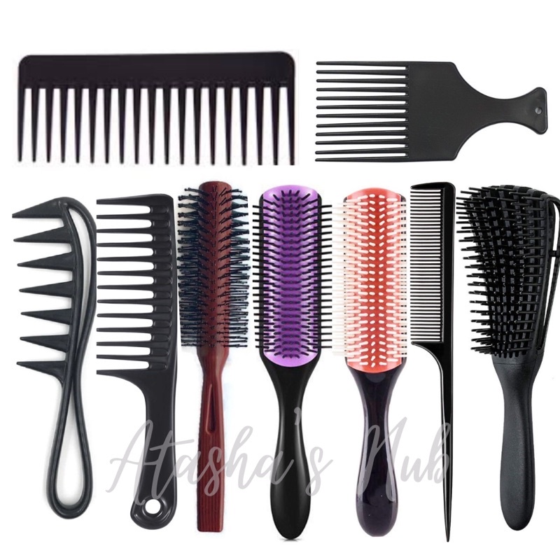 Atasha's Hub-STURDY DETANGLING WIDE TOOTH HAIR BRUSH, PICK COMB, OCTOPUS  CLAW, POINTED TAIL END. | Shopee Philippines