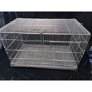 ❁Galvanise Collapsable Double Cage With Divider And Pooptray For All Types Of Pet L30xw17xh18 Inches