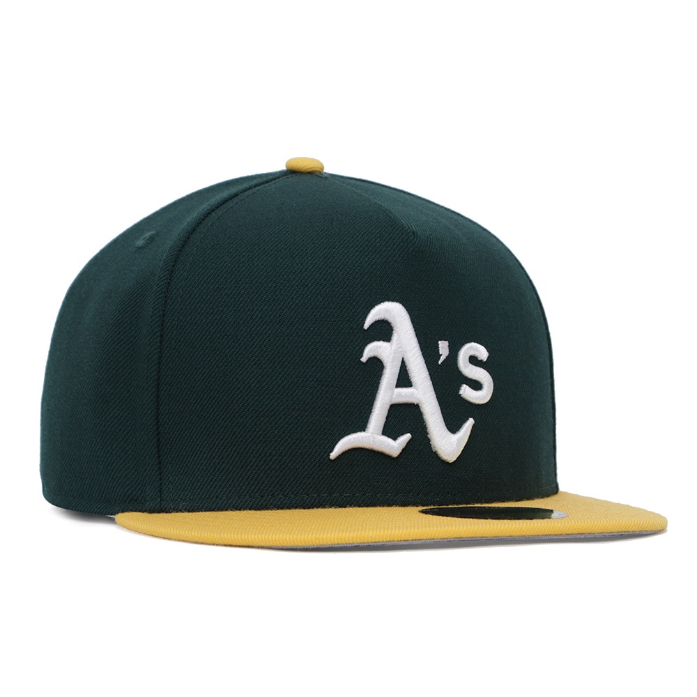 Oakland Athletics MLB Dark Green Yellow 59FIFTY Retro Crown Fitted A-Frame Cap