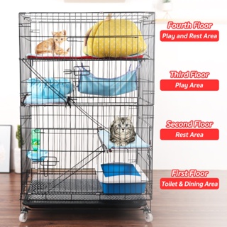 ✴▤ஐPetStern Cats Cage 4 Layer Kulungan Ng Pusa Collapsible Large Space Pet Dog Rabbit Cage With Whee