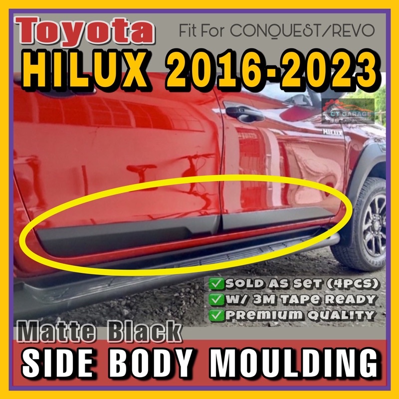 TOYOTA HILUX CONQUEST/REVO 20162023 SIDE BODY MOULDING (BLACK) hilux