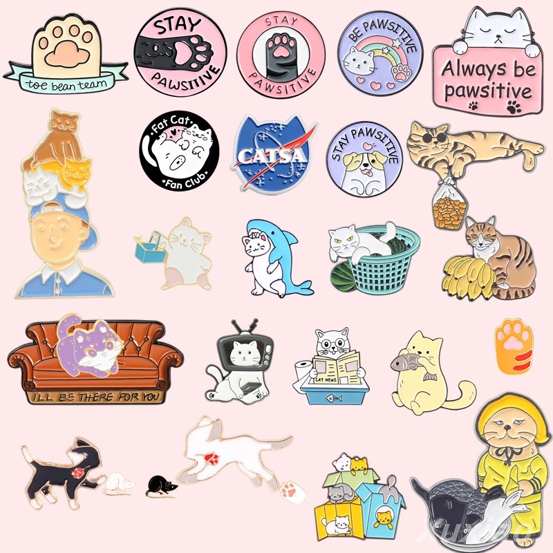 50 Styles Cat Club Enamel Pin Cat Planet Moon Cafe Paw Badge Custom Kitten Brooch Lapel Pin Jeans Shirt Bag Cute Animal Jewelry Gift