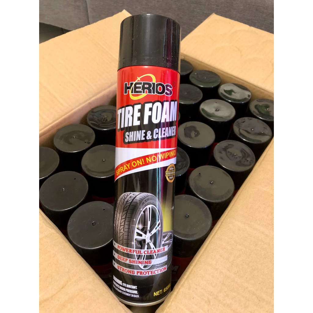 Tire Spray Foam Cleaner 650ml Tire Black Wax Easiest way to CLEAN AND