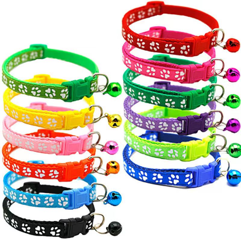 pet collar dog paw collar with bell safety buckle neck dog cat puppy accessories #5