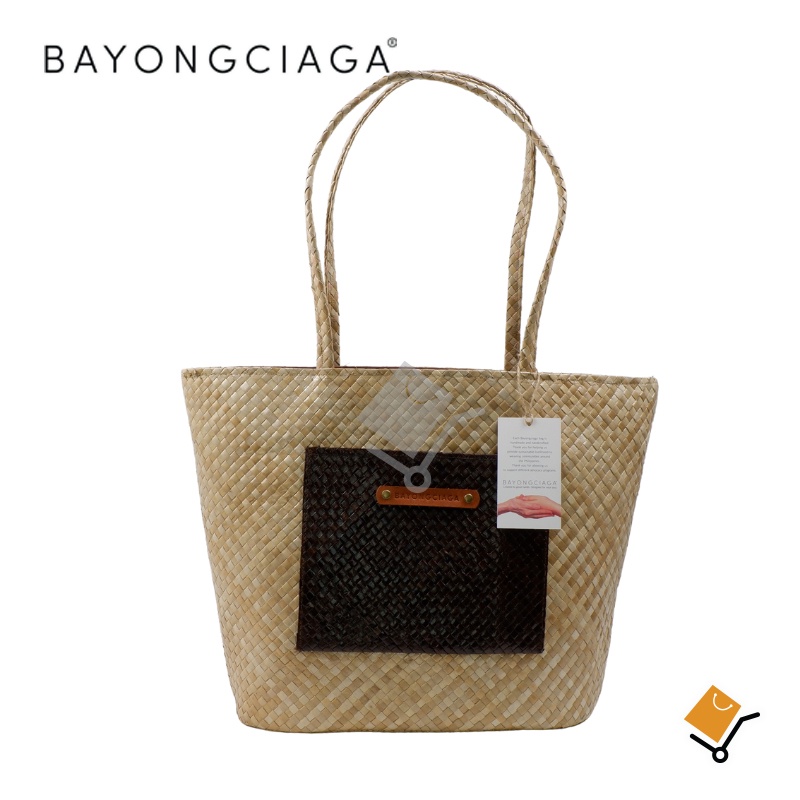 Bayongciaga Pandan Long Handle Two Tone Pocket Bayong Hand Bag Shopee