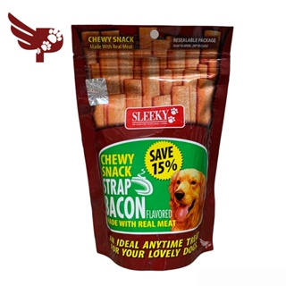 Sleeky Chewy Snack Strap 175g - Bacon Flavor - Dog Treats - petpoultryph ZWoN