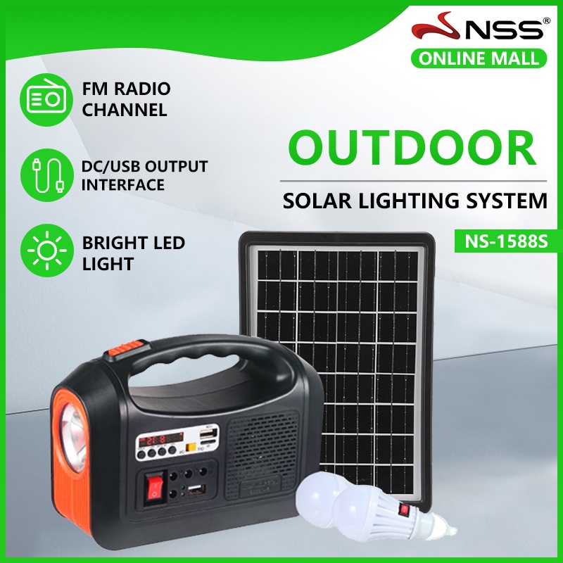 NSS 6000 mA Solar lighting system With bulb rechargeable portable lamp camping emergency light