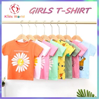 【4 Free 2】100% Cotton T-shirt For Kids Girl Blouse Pajama Shirt Baby Clothes Top Short Sleeve Sando